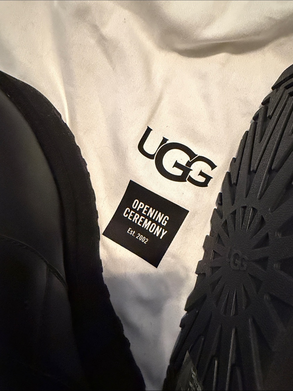 UGG Black Leather Platform Slip-On Shoes with Buckle - Picture 3 of 7